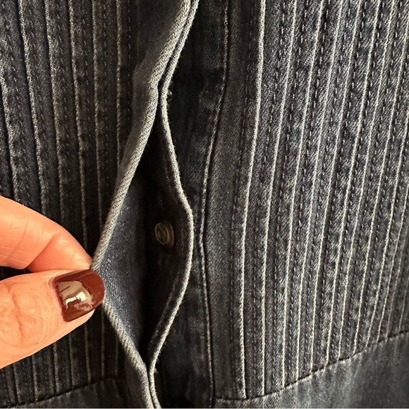 BANANA REPUBLIC Denim Tuxedo Shirt Long Sleeve Button Up Western Casual Size XL - Picture 11 of 13